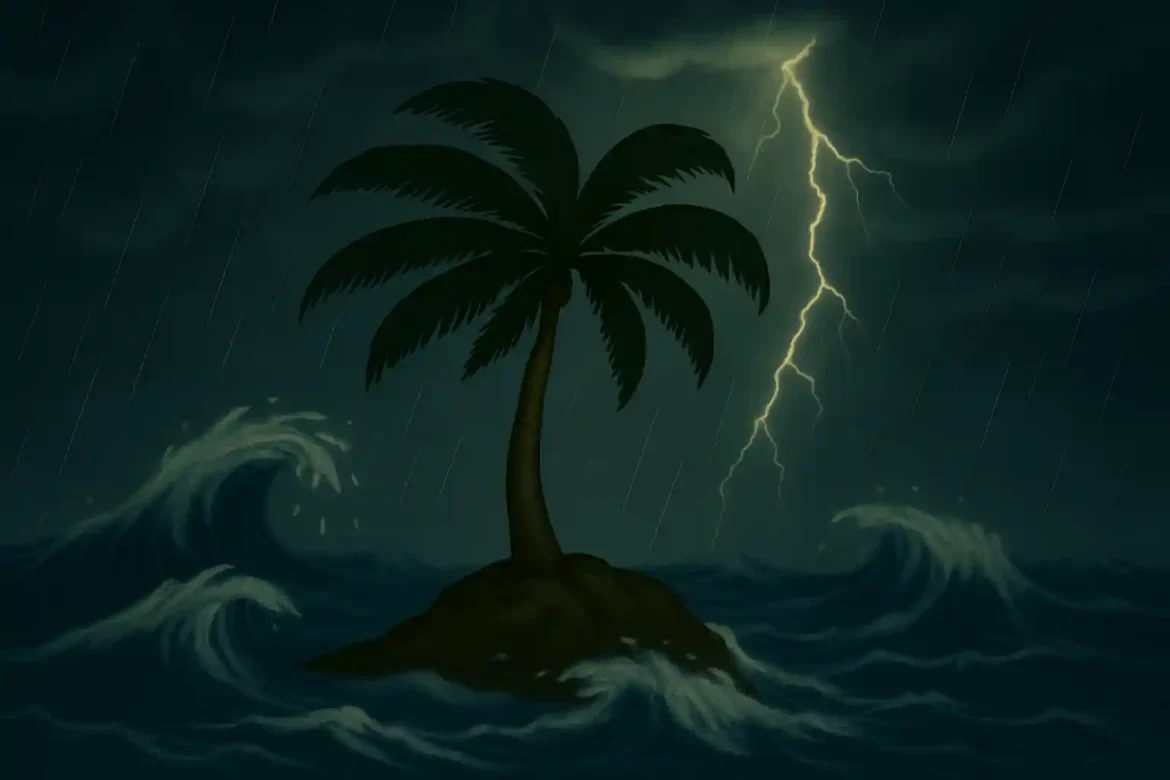 Ilha em meio a tempestade